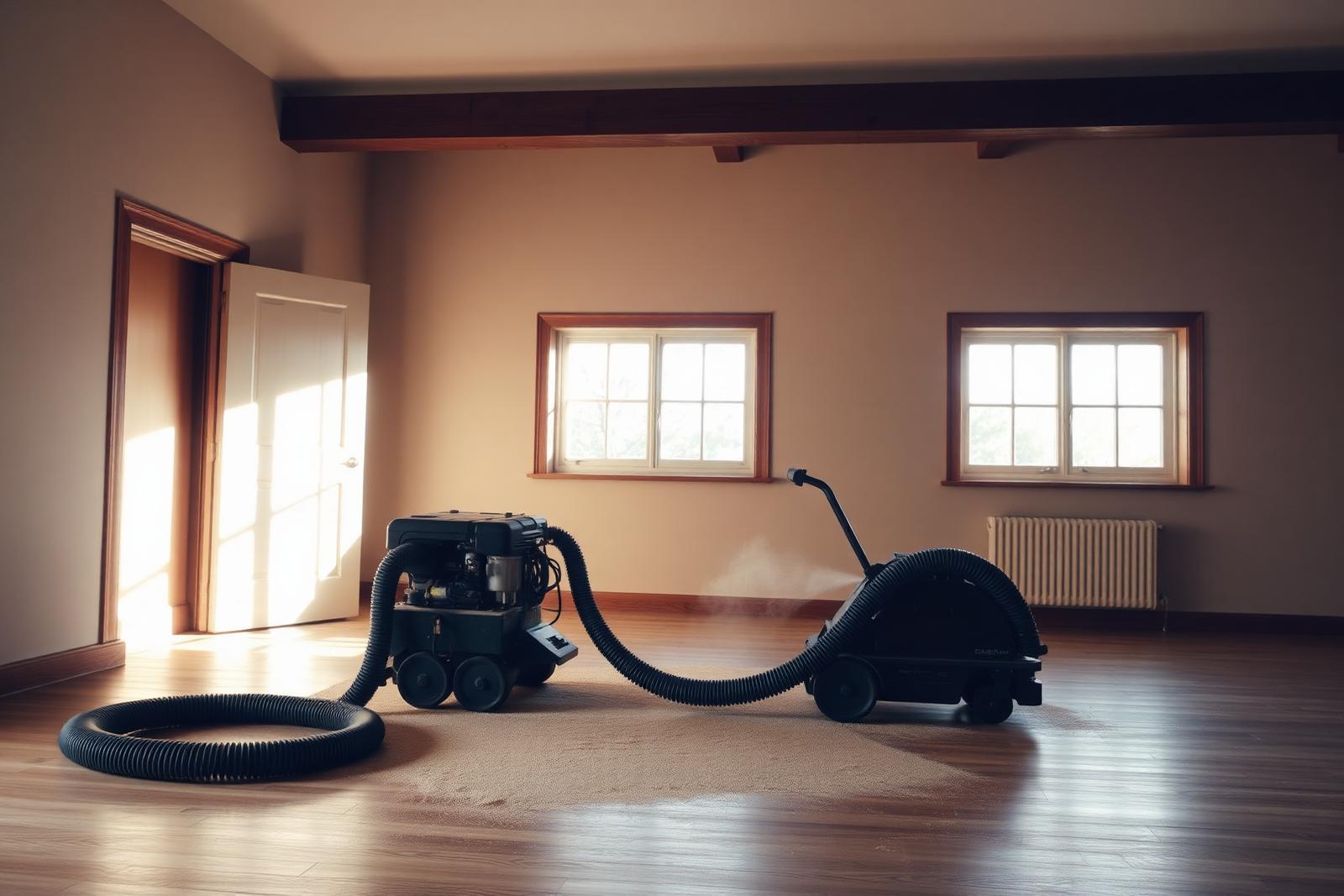 Floor sander connected to a dust-collection system in an empty room